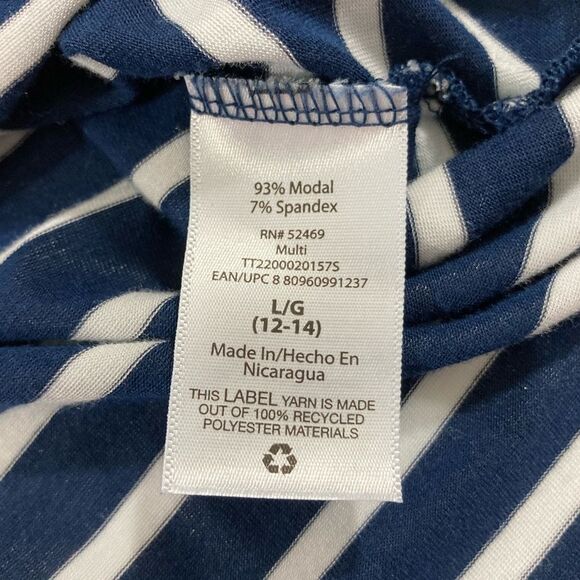 Time and Tru Women's V-Neck T-Shirt L Blue Striped Soft Casual Comfy Top Tee - Picture 6 of 9